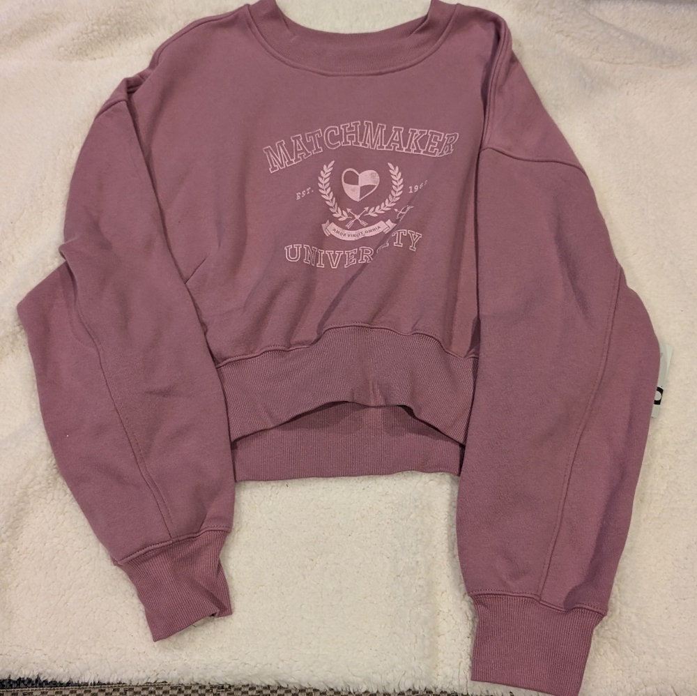 SO - Juniors Cropped Dusty Rose Crewneck Sweatshirt Size L NWT